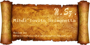 Mihálovits Szimonetta névjegykártya